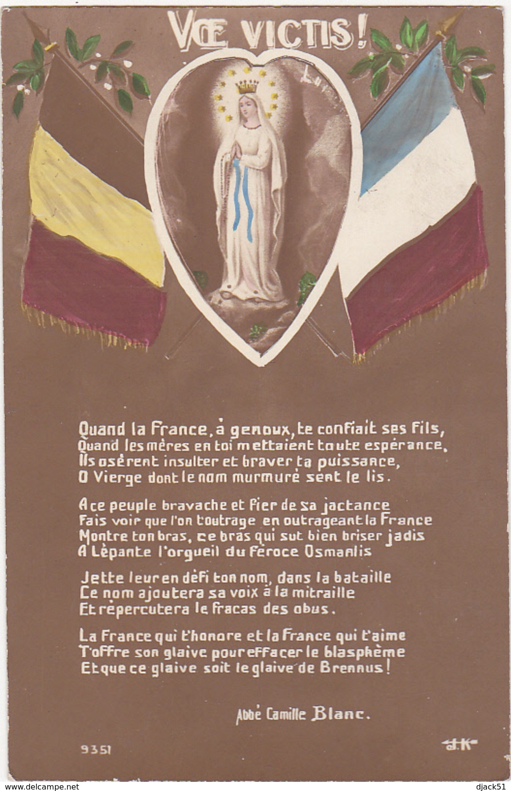 WW1 / 1914 / Voe Victis ! (Poême: Abbé Camille Blanc) / Sainte Vierge, Drapeaux - Patriotiques