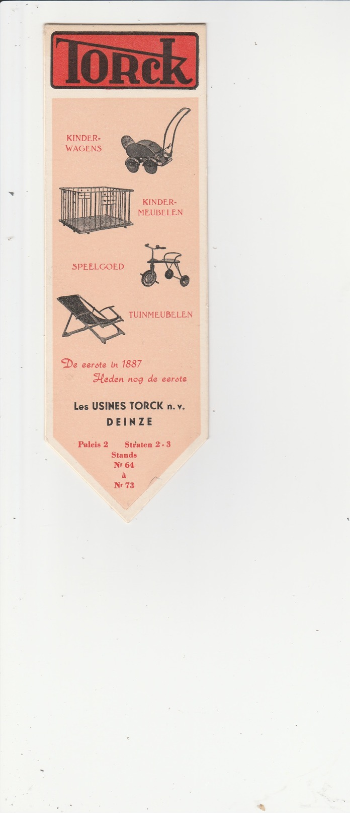 Marque Pages ,publicité Usine  Torck  à  Deinze 18 Cm ( Jouets, Voitures Et Meubles D'enfants,meubles De  Jardin ) - Lesezeichen