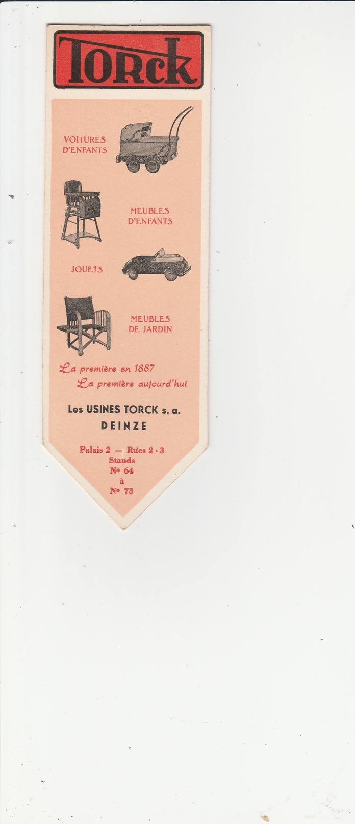 Marque Pages ,publicité Usine  Torck  à  Deinze 18 Cm ( Jouets, Voitures Et Meubles D'enfants,meubles De  Jardin ) - Bookmarks