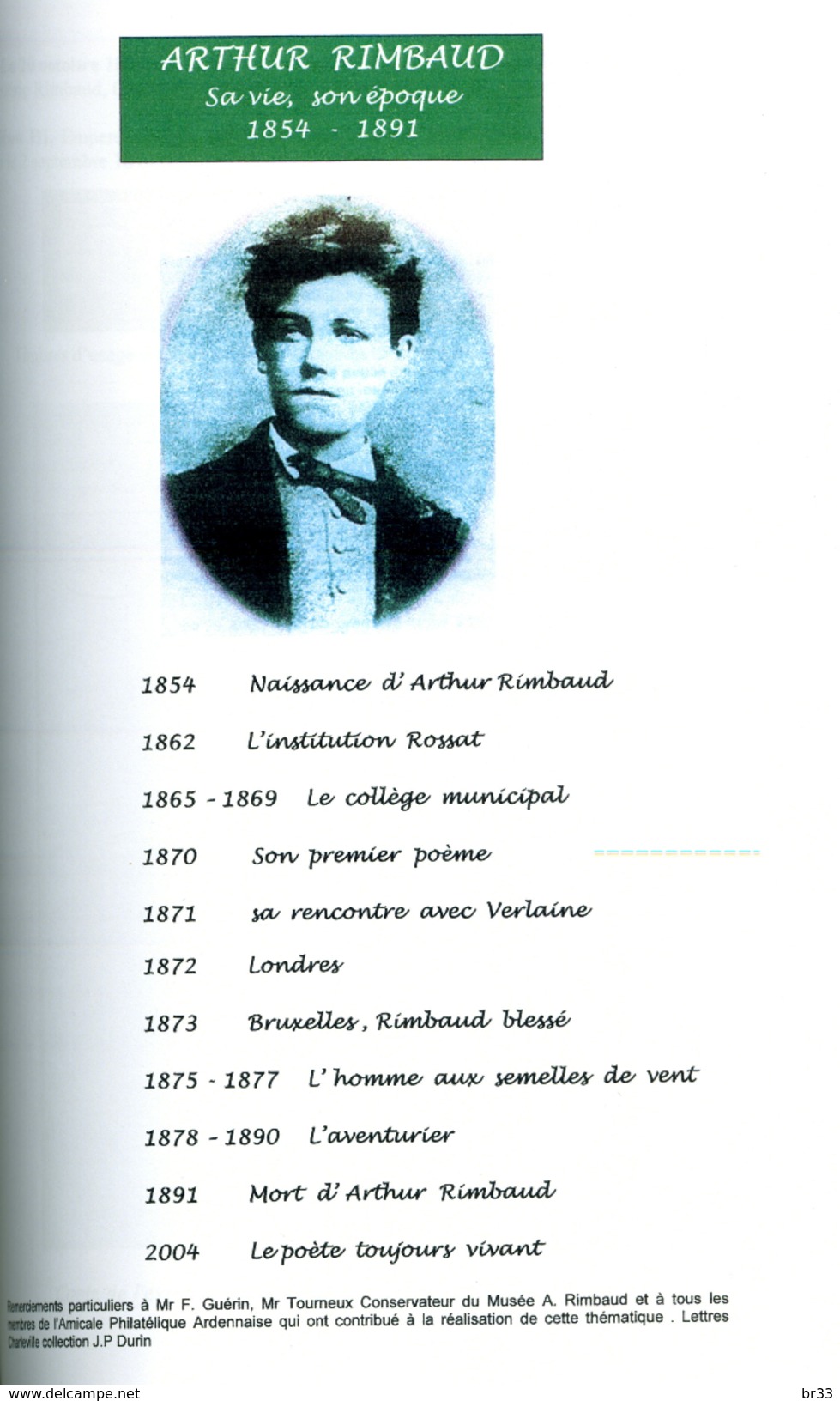 Livre 150° Anniversaire Naissance Arthur Rimbaud Charleville Poésie Timbres Et Oblitérations - Autres & Non Classés