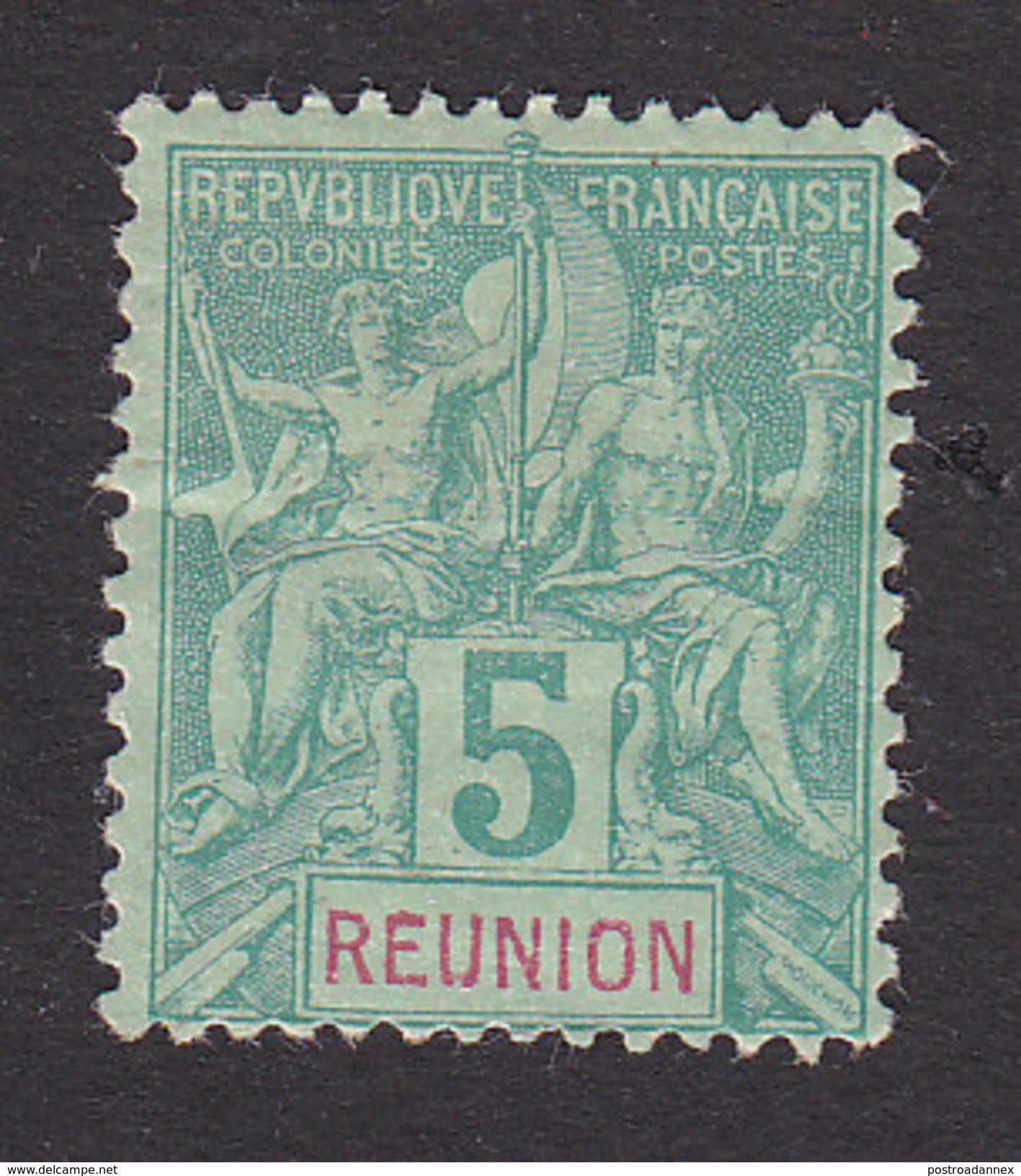 Reunion, Scott #37, Mint Hinged, Navigation And Commerce, Issued 1892 - Unused Stamps