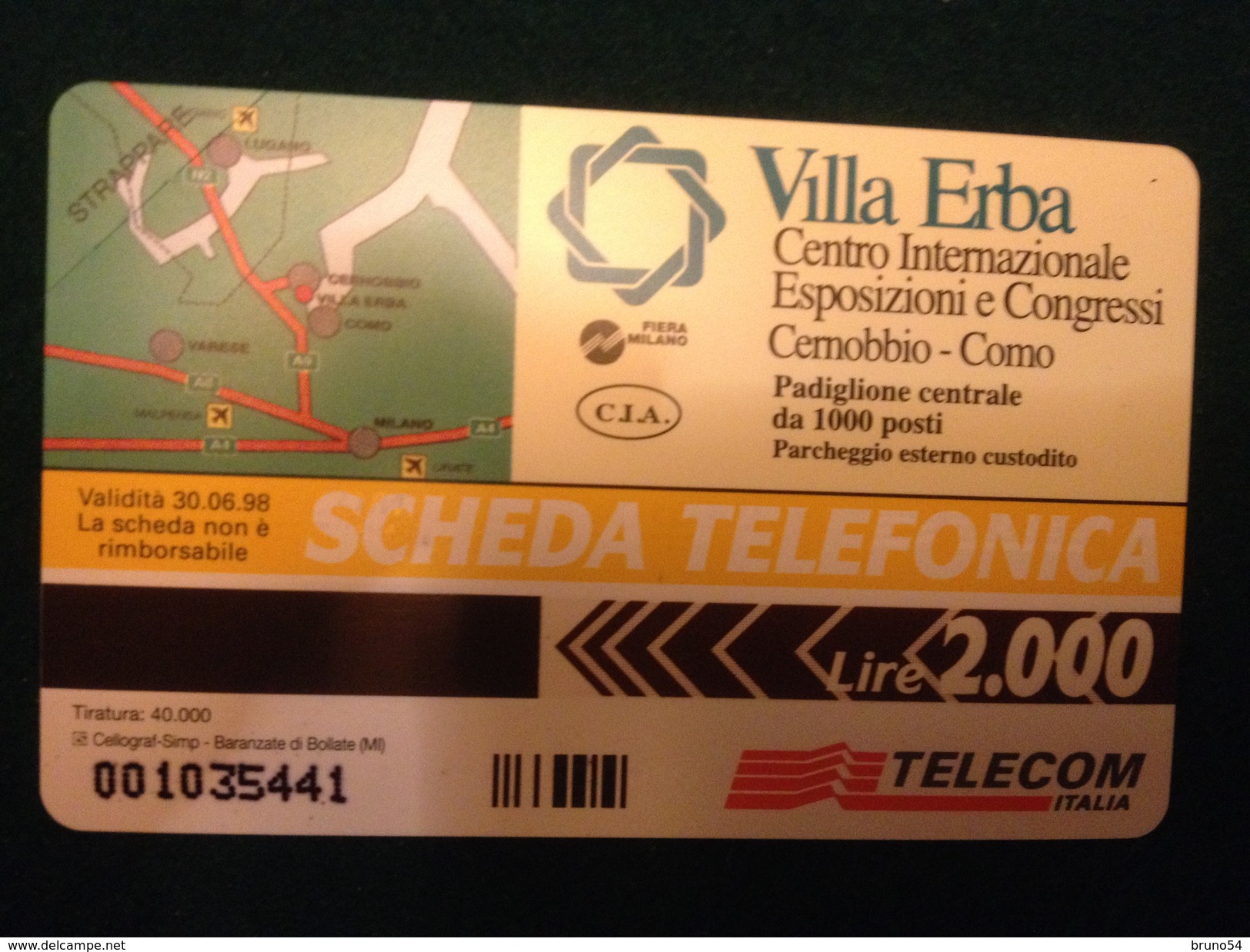 Scheda Telefonica Golden 307 Paolo Rossi Villa Erba  Maggio 1996 Da Lire 2000  A Tiratura  40.000 - Private New Editions