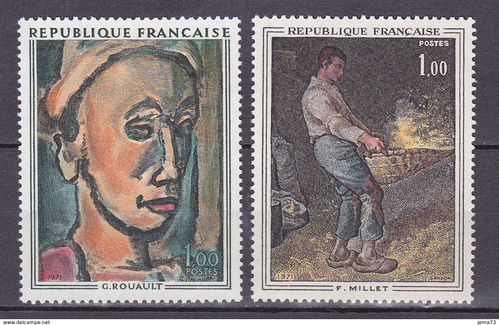 N° 1672 Et 1673 Oeuvres D'Art: Le Vanneur De Millet, Songe Creux De Rouault: Timbres Neuf Sans Charnière - Nuovi