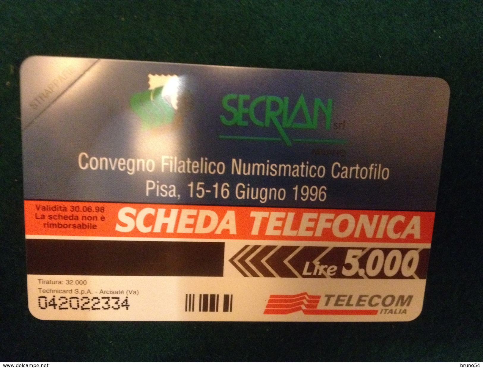 Scheda Telefonica Golden 320 Pisa Convegno Filatelico Giugno 1996 Da Lire 5000  A Tiratura  32.000 - Private TK - Reprints