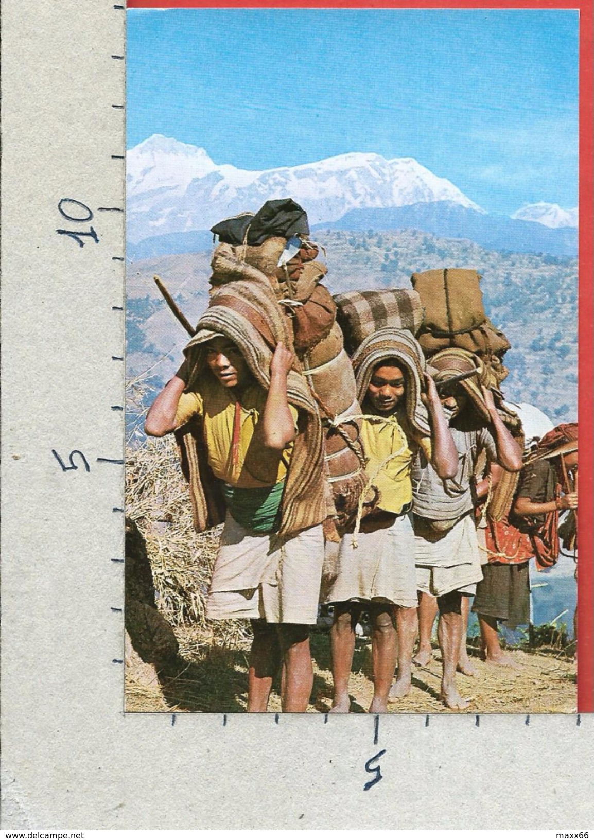 CARTOLINA NV NEPAL - NEPALESE Landscape Porters In Higland Mule Track - Annapurna Range - 9 X 14 - Nepal