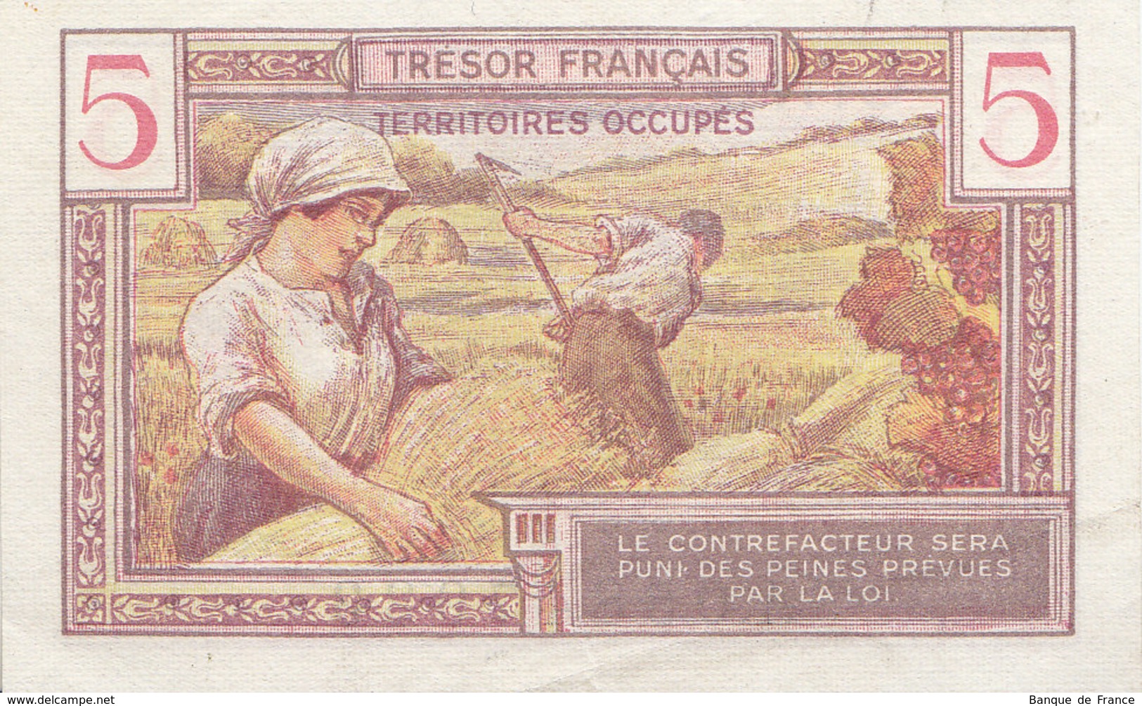 Billet 5 Francs Trésor Français 1947 FAY VF29.1 N° A.05847933 P/SPL - 1947 French Treasury