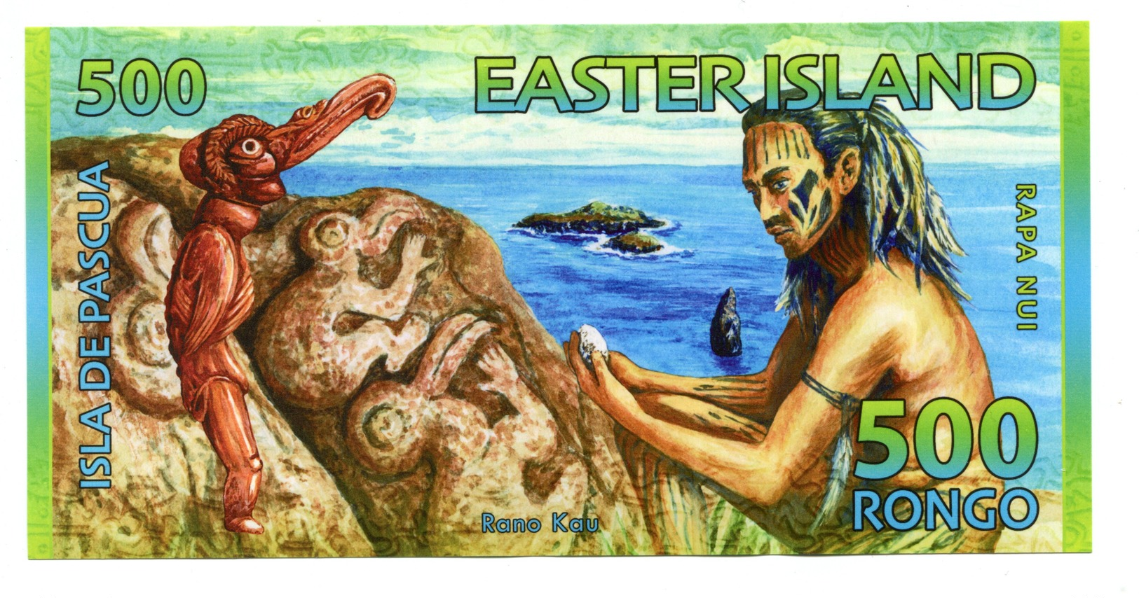 2011 Easter Island  Uncirculated 500 Rongo Banknote - Chile