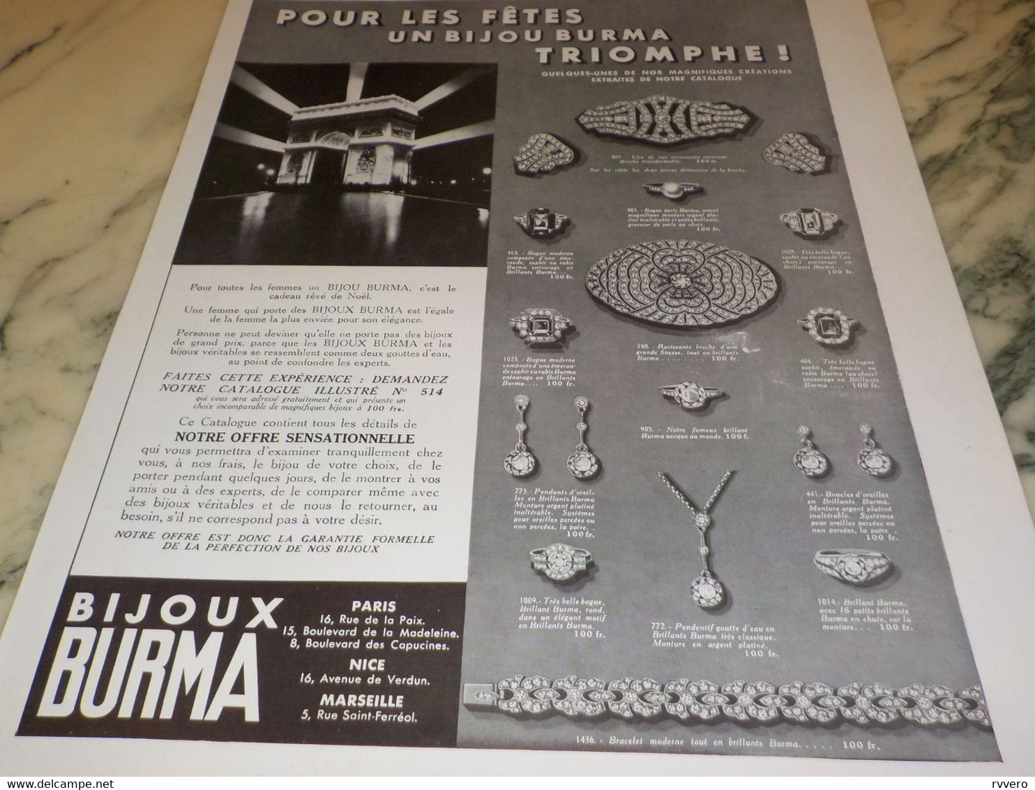 ANCIENNE PUBLICITE BIJOUX BURMA 1936 - Autres & Non Classés