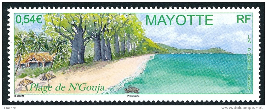 MAYOTTE 2007 - Yv. 206 **   Cote= 2,20 EUR - Plage De N'Gouja Et Tortues  ..Réf.AFA22694 - Ungebraucht