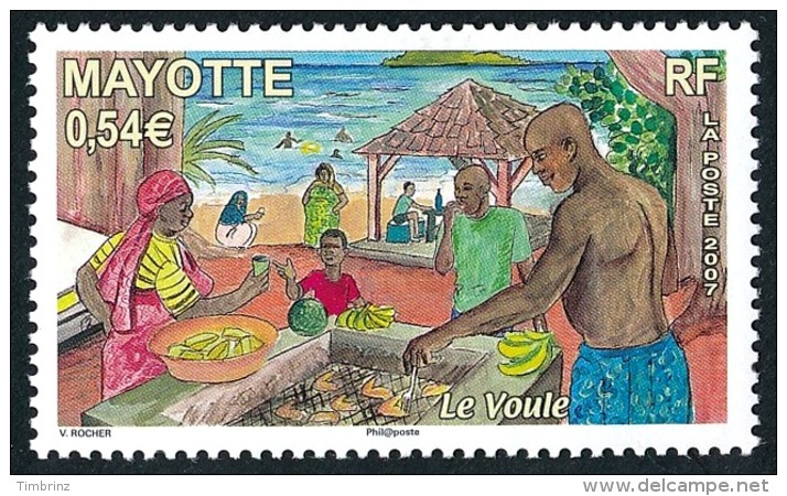 MAYOTTE 2007 - Yv. 207 **   Cote= 2,20 EUR - Traditions : Le Voule (Grillade, ... à La Plage)  ..Réf.AFA22696 - Ungebraucht