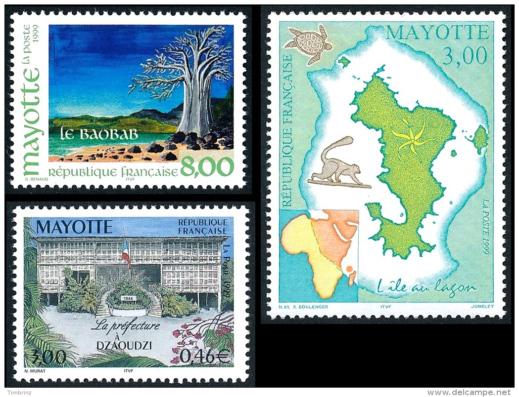 MAYOTTE Année Complète 1999 - Yv. 62 à 76D ** Variété - 19 Timbres ** MNH  ..Réf.AFA22481 - Neufs