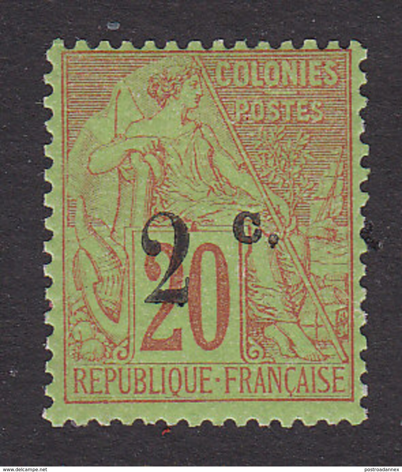 Reunion, Scott #53, Mint Hinged, French Stamp Surcharged, Issued 1893 - Neufs