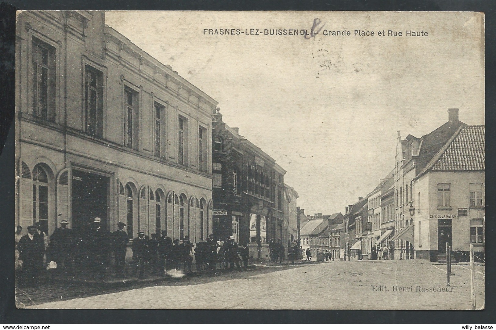 +++ CPA - FRASNES LEZ BUISSENAL - Grande Place Et Rue Haute - Café De La Nation   // - Frasnes-lez-Anvaing