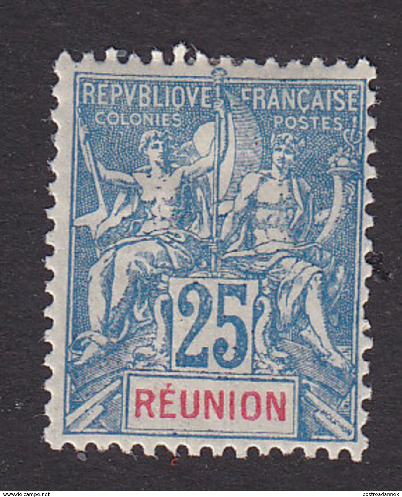 Reunion, Scott #45, Mint Hinged, Navigation And Commerce, Issued 1900 - Unused Stamps