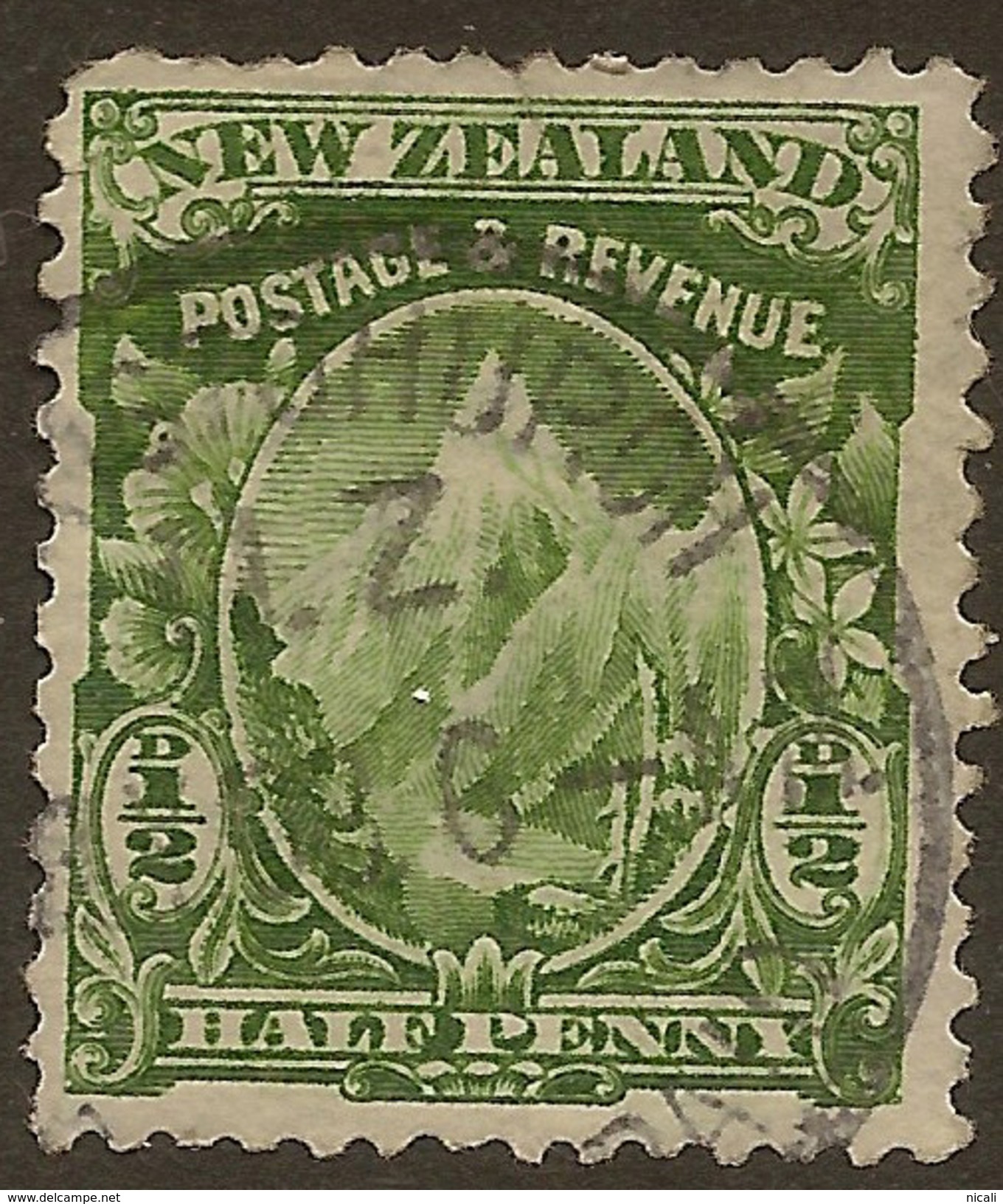 NZ 1900 1/2d Mt Cook Cowan Plate 2 SG 377 U #ZS457 - Usados