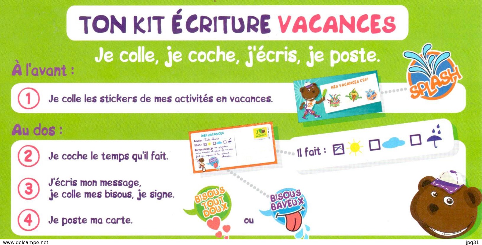 lot 2 CP Phil@poste Lettre Prioritaire 20 g J'aime les vacances