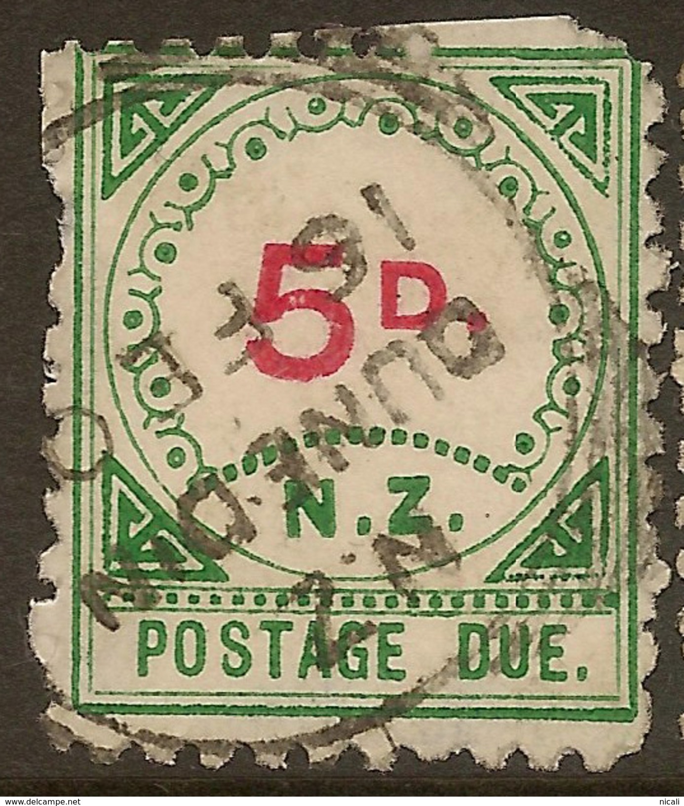 NZ 1899 5d Postage Due SG D6 U #ZS437 - Strafport