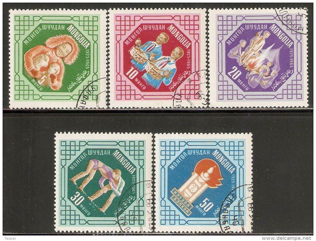 Mongolia 1965 Mi# 393-397 Used - 40th Anniv. Of Mongolian Youth Org. - Mongolei