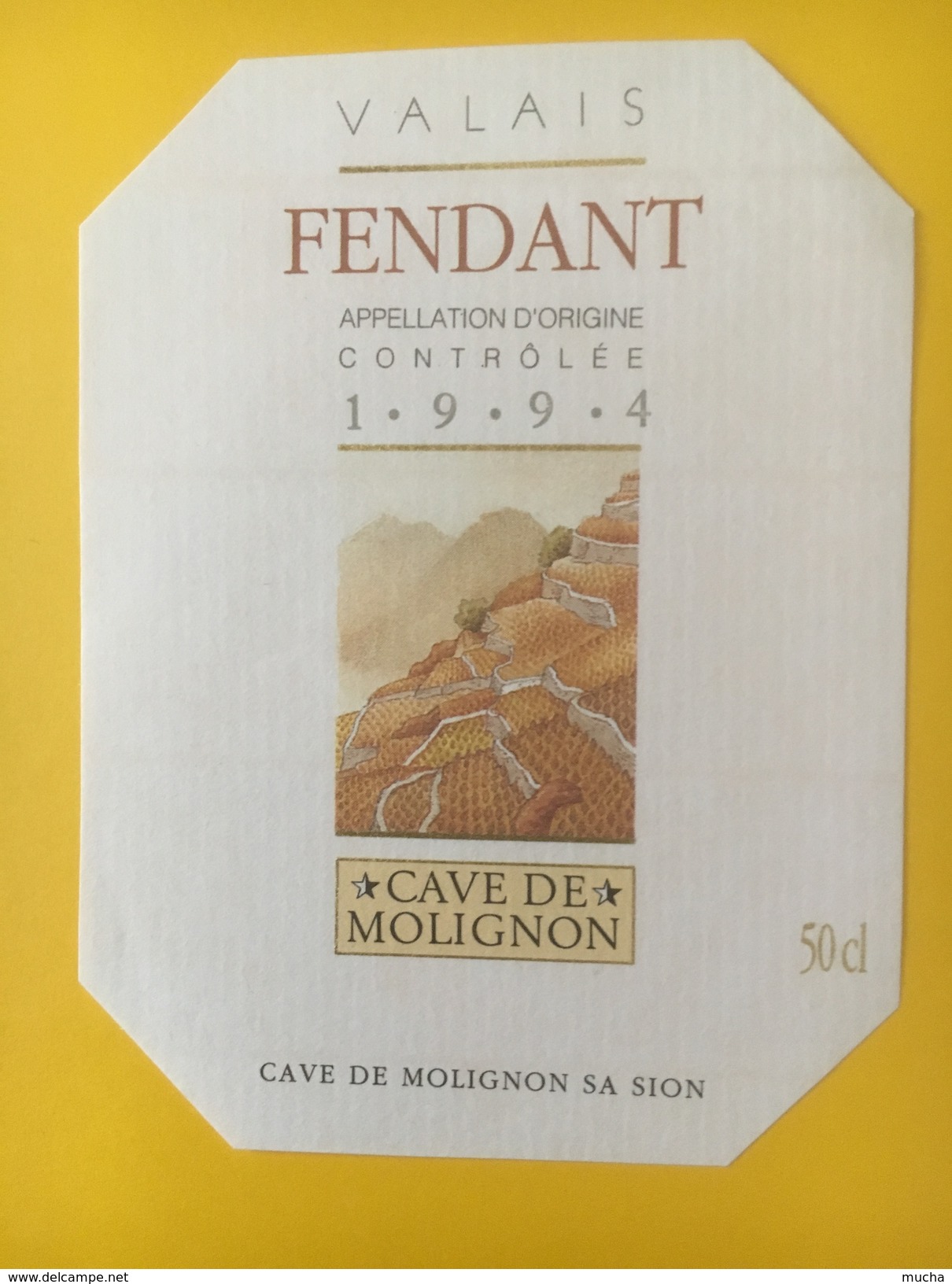 4158 -  Fendant 1994  Cave De Molignon Valais Suisse - Autres & Non Classés