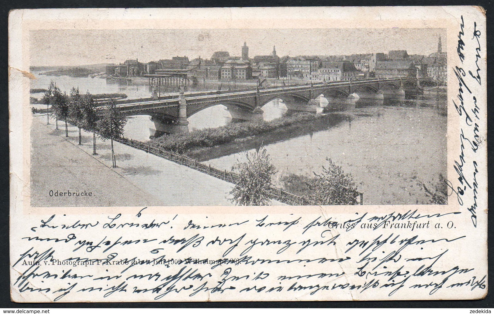 A3792 - Alte Ansichtskarte - Frankfurt A. D. Oder - Oderbrücke - Brücke - P. Krabo - Schäfer & Co - Gel 1903 - Frankfurt A. D. Oder