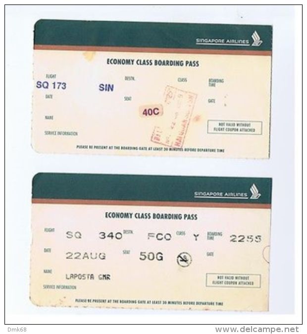 SINGAPORE AIRLINE - VINTAGE MENU + TICKETS - Other & Unclassified