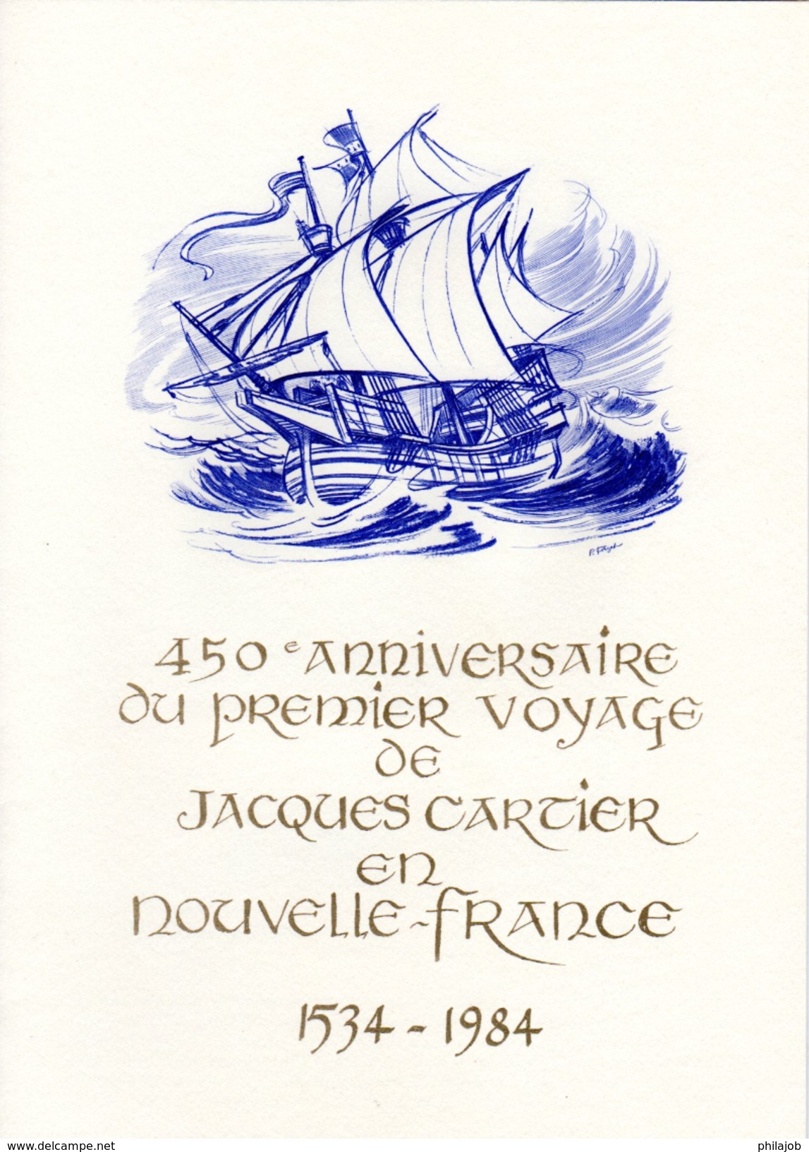 FRANCE CANADA 1984 : Encart Philatélique En Soie De 4 Pages N° YT 2307 + N° YT 869 " JACQUES CARTIER " En Parfait état ! - Emissions Communes