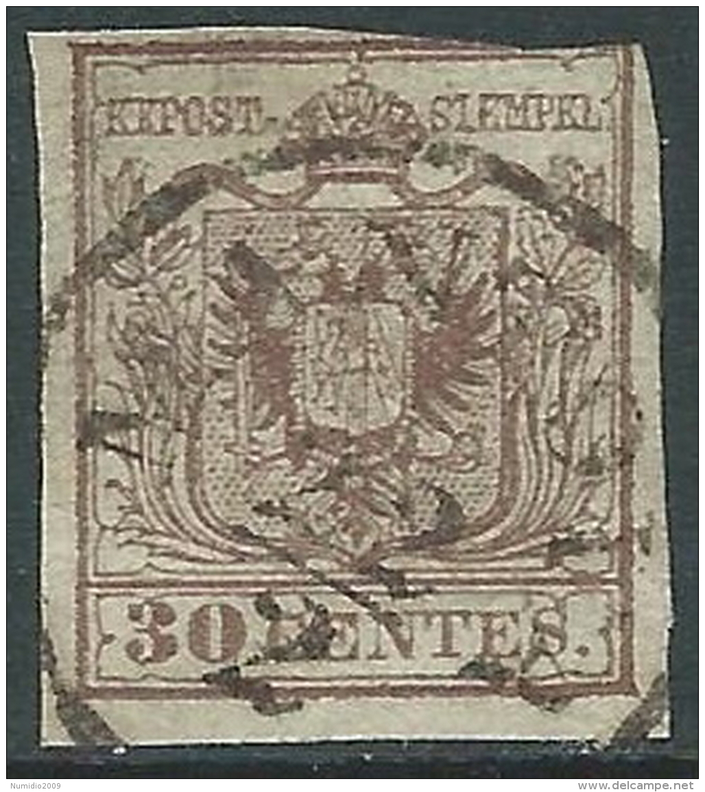 1850 LOMBARDO VENETO USATO 30 CENT II TIPO - M57-8-2 - Lombardo-Venetien