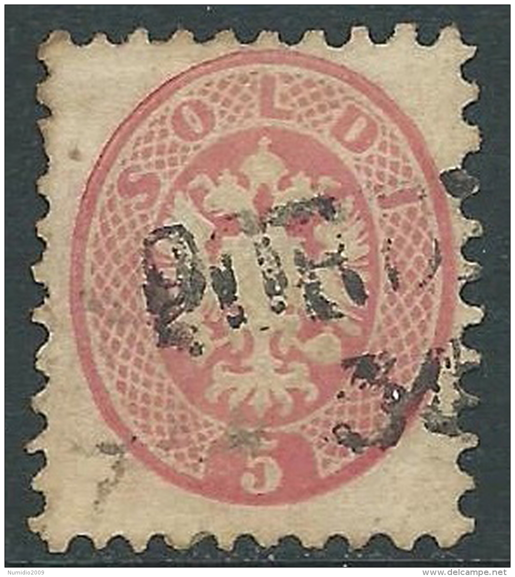 1864-65 VENETO E MANTOVA USATO 5 S  - M57-8 - Lombardo-Venetien