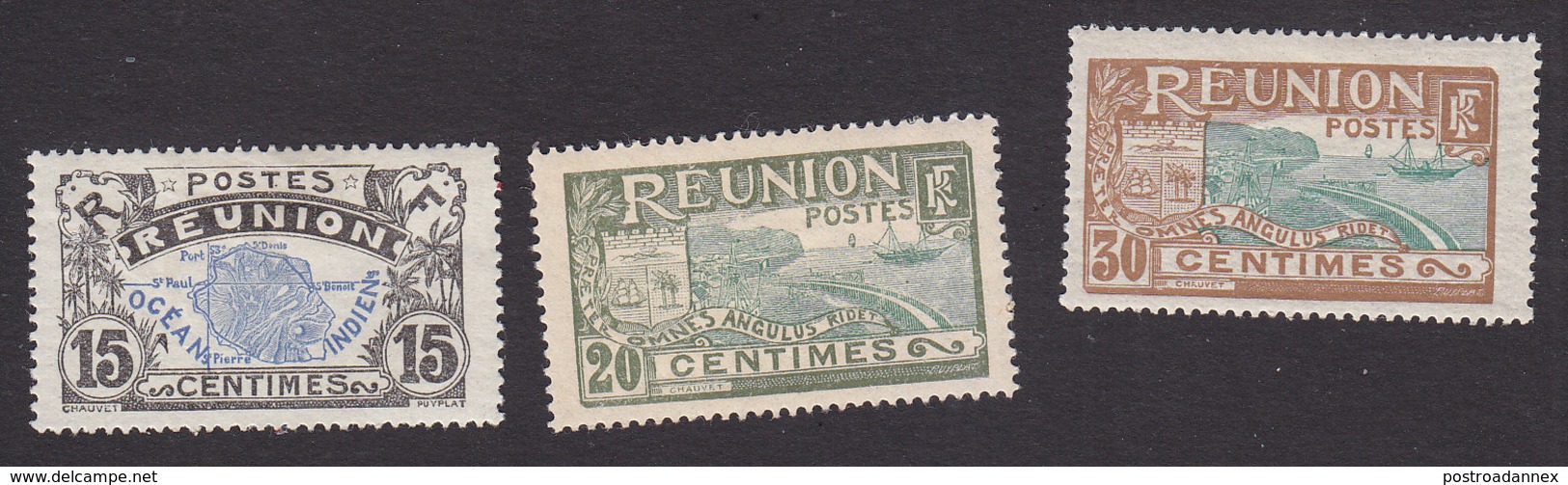 Reunion, Scott #68, 71, 74, Mint Hinged, Scenes Of Reunion, Issued 1907 - Unused Stamps