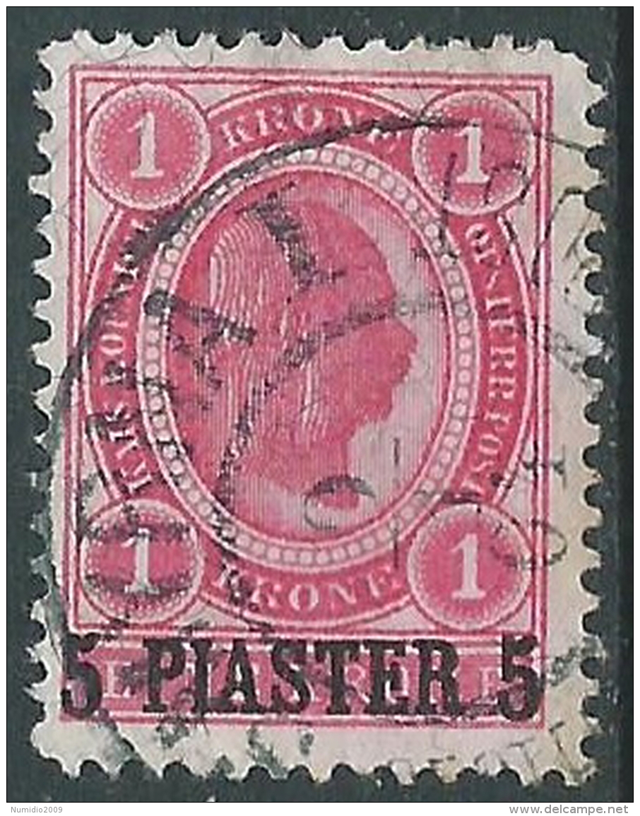 1900 AUSTRIA LEVANTE USATO EFFIGIE 5 PI SU 1 K - M56-6 - Oriente Austriaco