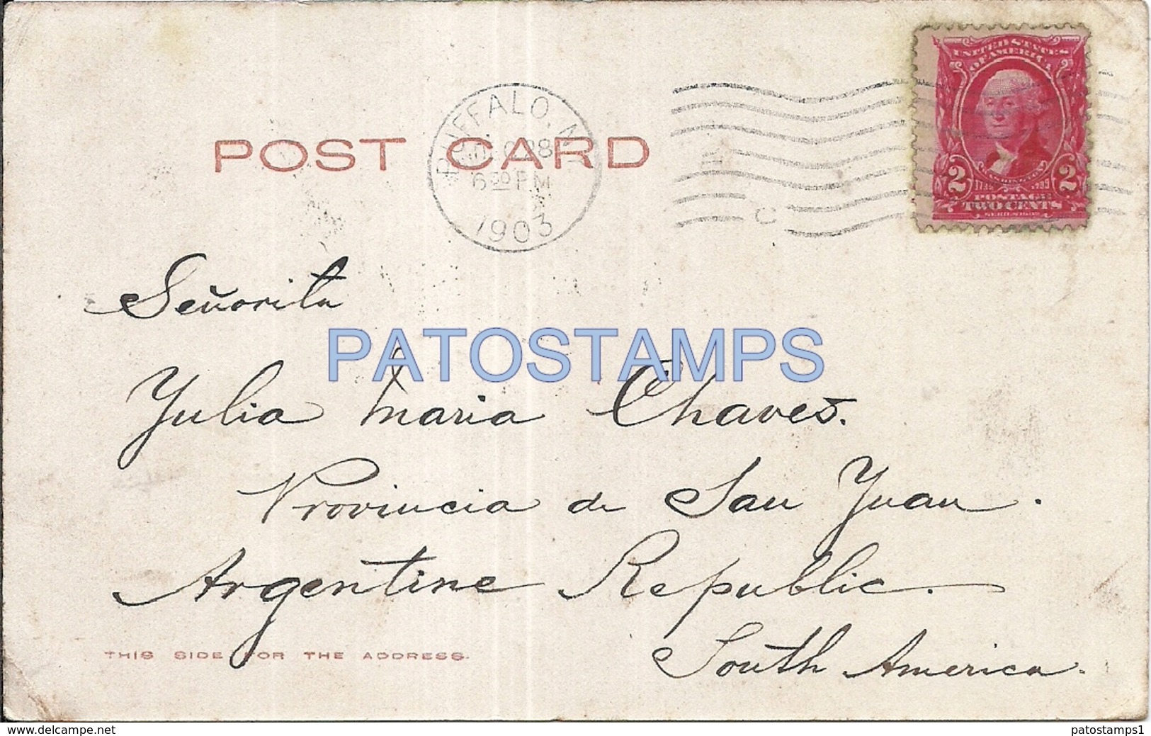 72138 US BUFFALO NEW YORK PUBLIC LIBRARY SPOTTED CIRCULATED TO ARGENTINA POSTAL POSTCARD - Sonstige & Ohne Zuordnung