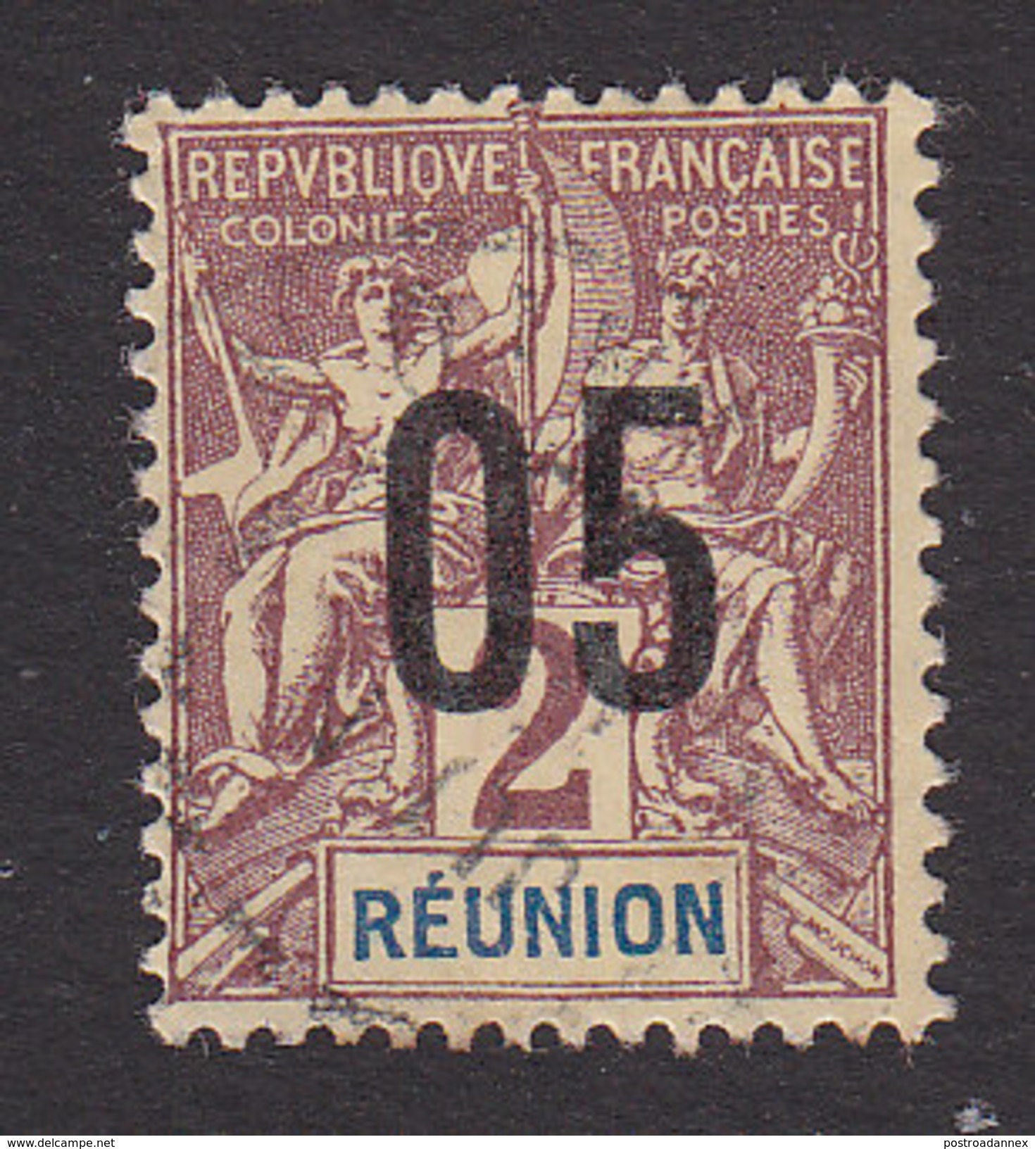 Reunion, Scott #99, Used,Navigation And Commerce Surcharged, Issued 1912 - Used Stamps