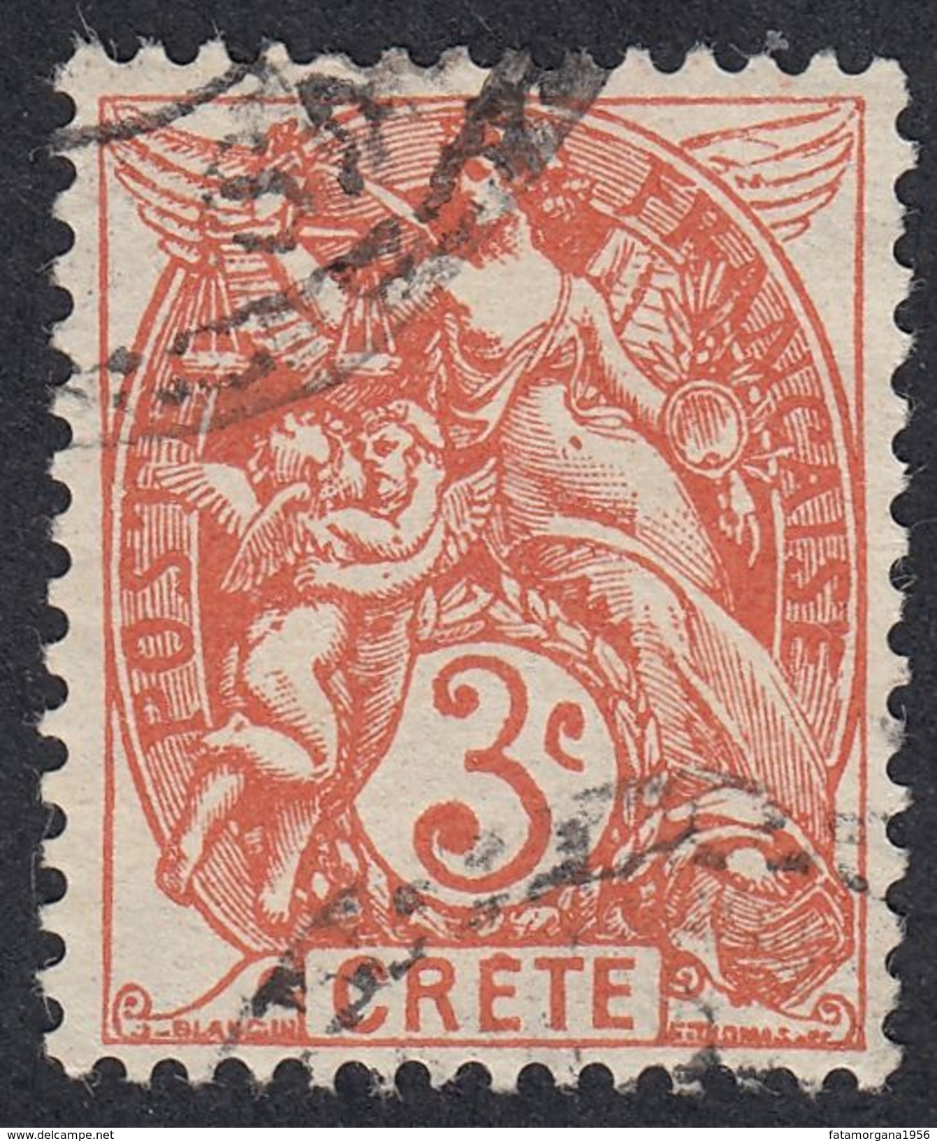 FRANCE Francia Frankreich (colonie) - 1902/1903 - Crète (Creta) - Yvert 3, Obliterato, 3 Cent. - Oblitérés
