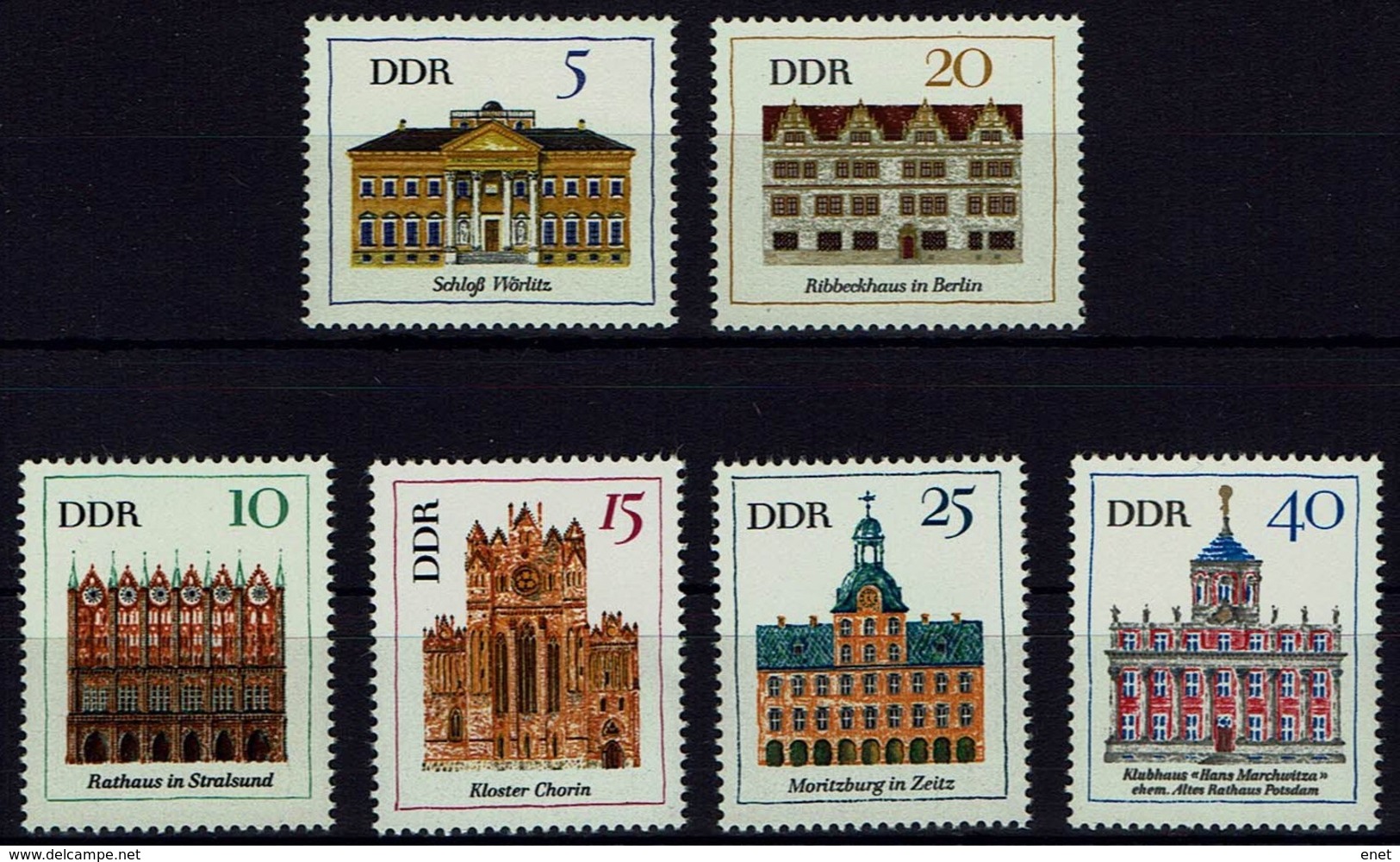 DDR 1967 - MiNr 1245-1250 - Bauwerke - Schloss Wörlitz, Stralsund, Kloster Chorin, Berlin, Schloss Moritzburg, Potsdam - Sonstige & Ohne Zuordnung