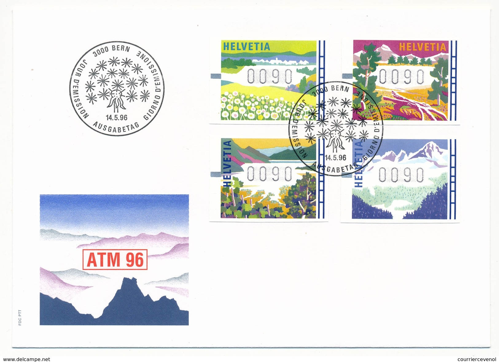 SUISSE - 5 Enveloppes FDC - Série D'étiquettes ATM 1996 - Automatic Stamps