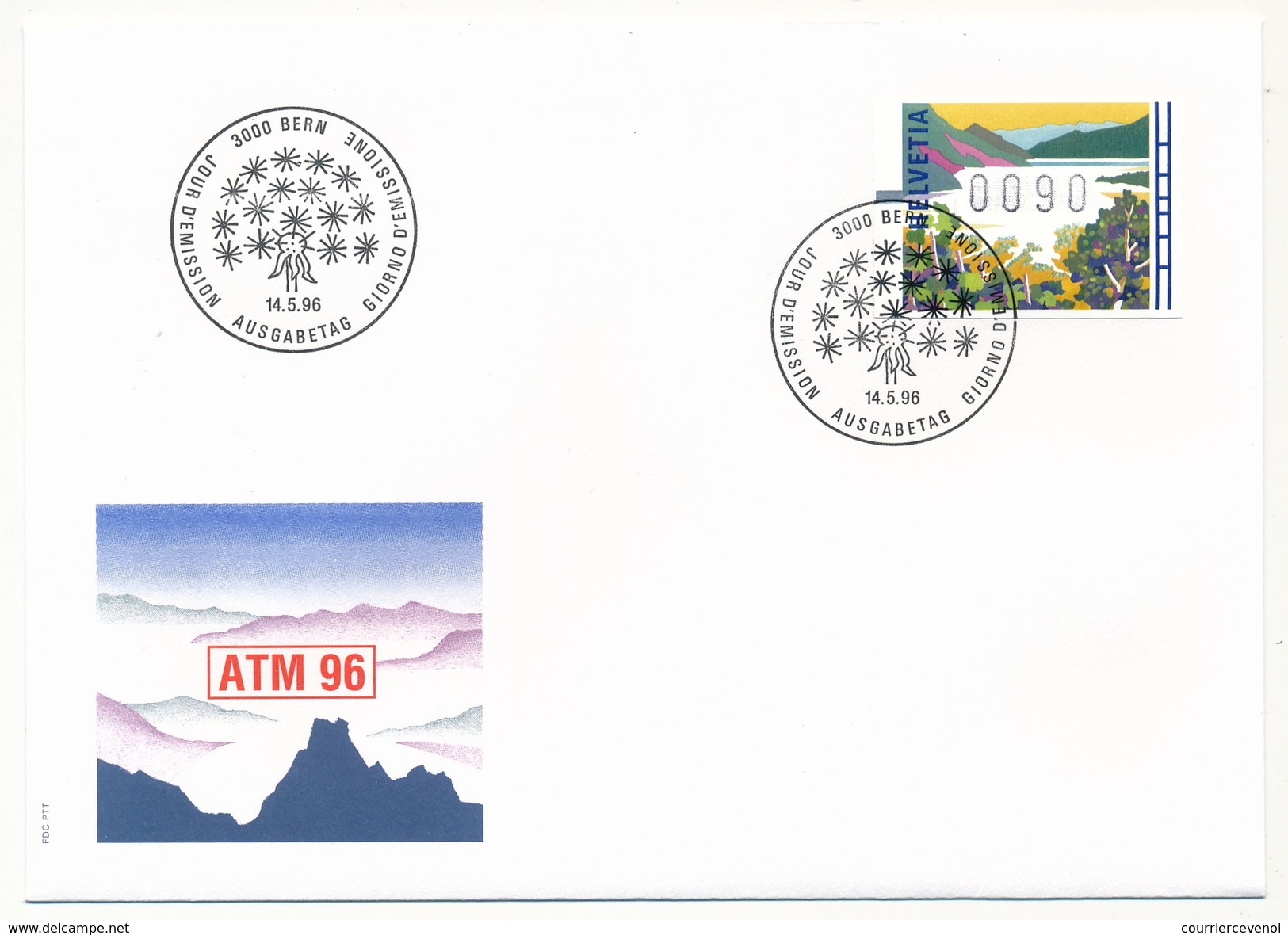 SUISSE - 5 Enveloppes FDC - Série D'étiquettes ATM 1996 - Sellos De Distribuidores