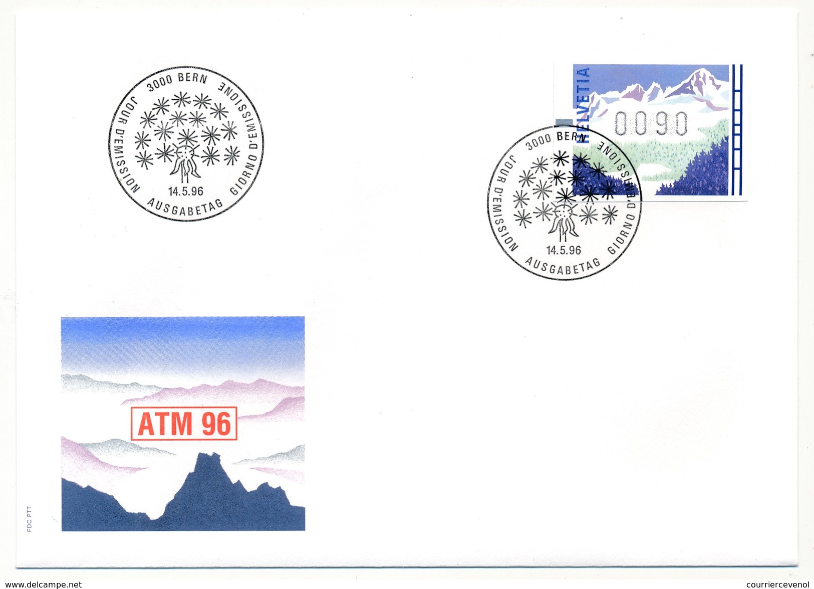 SUISSE - 5 Enveloppes FDC - Série D'étiquettes ATM 1996 - Sellos De Distribuidores