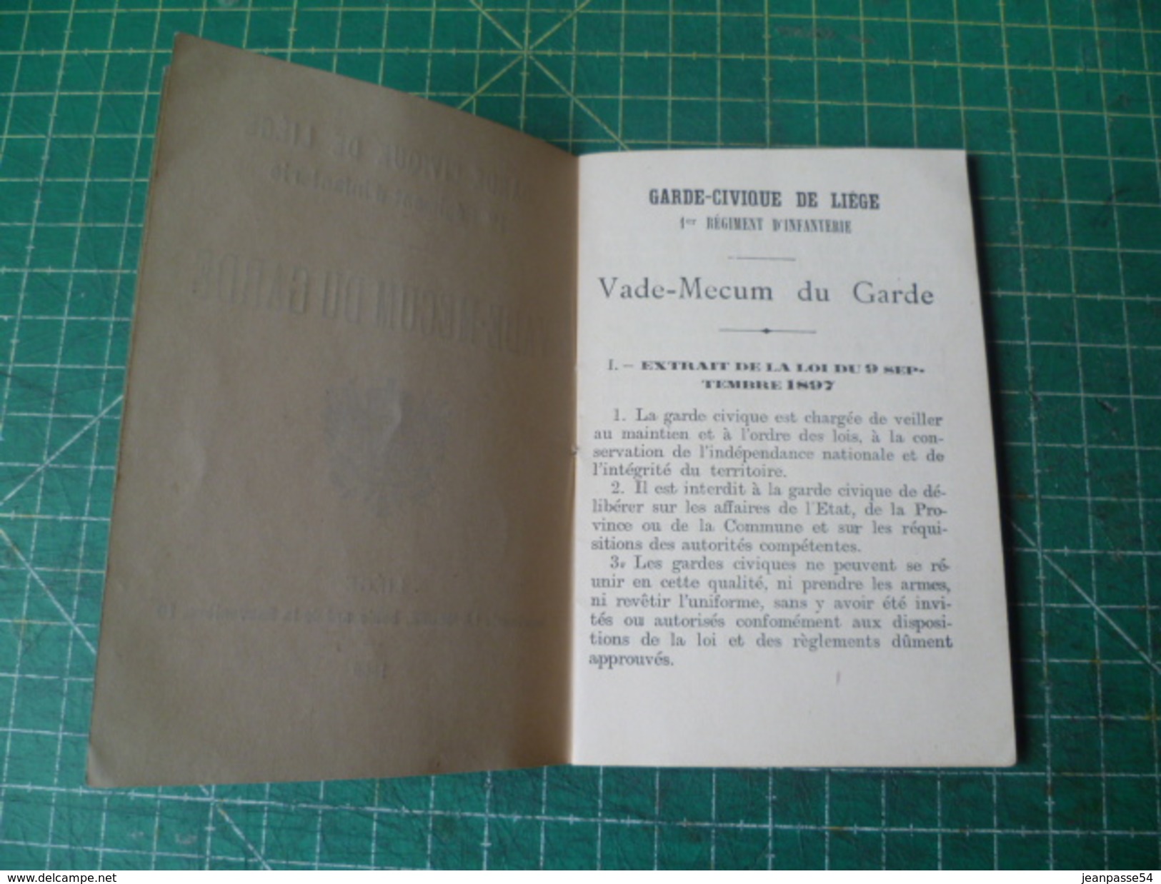 Garde-civique De Liège. Vade-Mecum Du Garde. Brochure De 1899 - 1801-1900