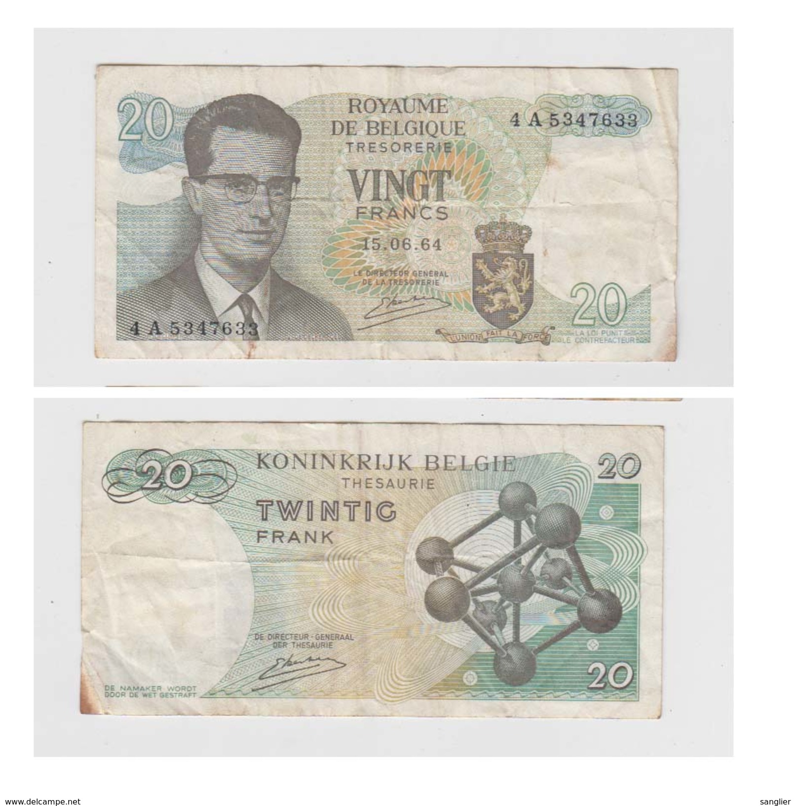 VINGT FRANCS  - 15-06-64 - 4 A  5347633 - Andere & Zonder Classificatie