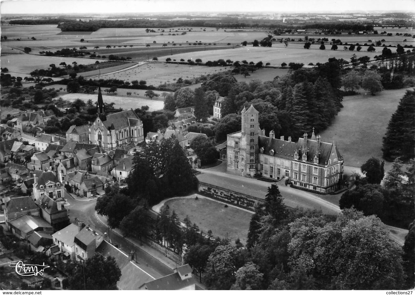 37-BEAUMONT-LA-RONCE- LE CHATEAU ET L'EGLISE , VUE AERIENNE - Beaumont-la-Ronce