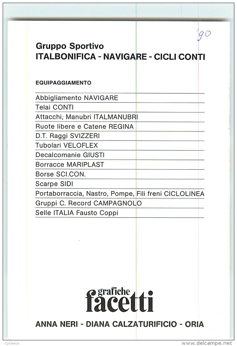 Cesare CIPOLLINI .  Cyclisme. 2 Scans. Italbonifica Navigare 1990 - Radsport