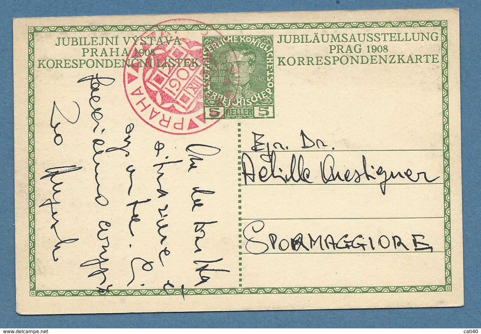 AUSTRIA INTERO POSTALE  5 H. GIUBILEO DA WIEN A SPORMAGGIORE CON ANNULLO SPECIALE ROSSO 2/XII/1908 - Storia Postale