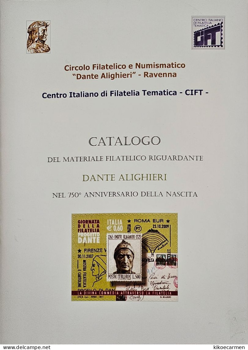 DANTE ALIGHIERI Catalogo Di Tutto Il Materiale Filatelico E Numismatico Monete Stamp Coin 34 Pages In 17 B/w Photocopies - Temas