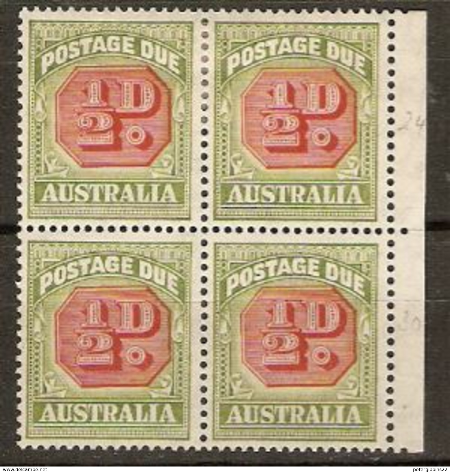 Australia 1946 SG D119 Postage Due Block Of Four Unmounted Mint - Usati