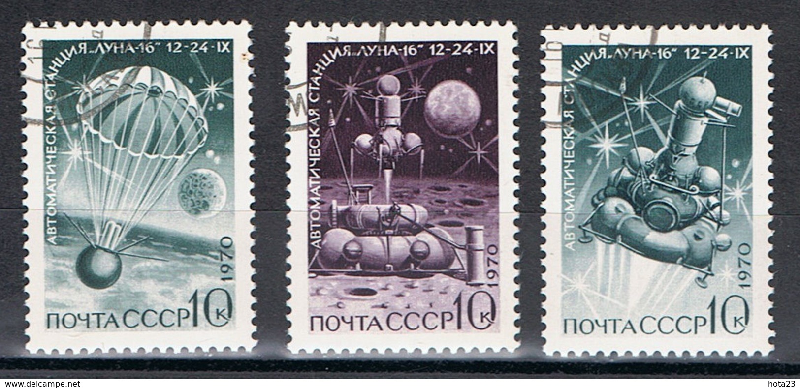 Russia, 1970, Used 3798-3800, Luna 16 ,Moon Mission  - LOT 38 -  649 - UdSSR