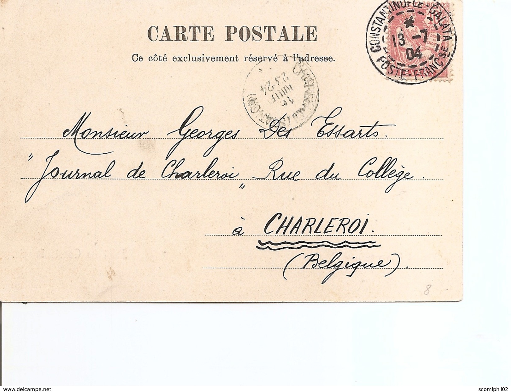 Levant Français ( CP De 1904 De Constantinople-Galata Vers La Belgique à Voir) - Storia Postale