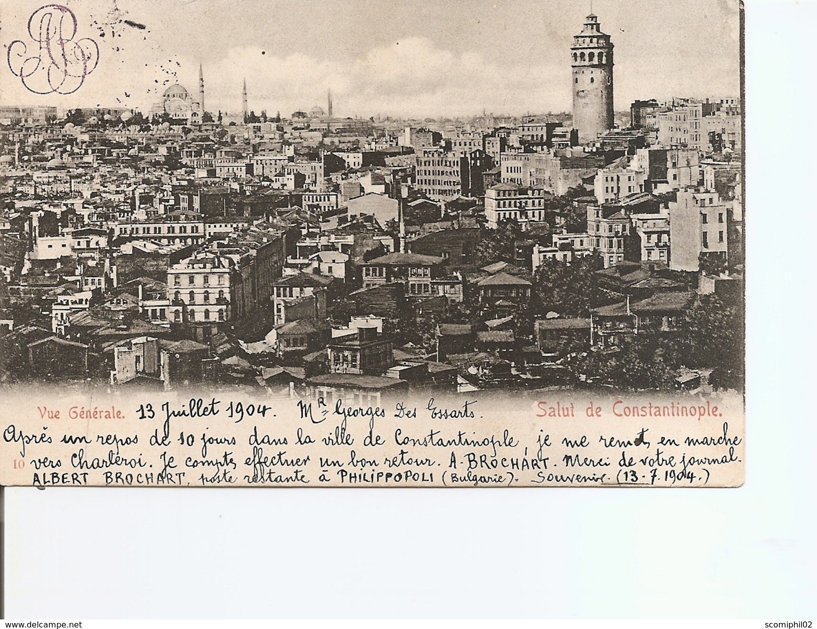 Levant Français ( CP De 1904 De Constantinople-Galata Vers La Belgique à Voir) - Briefe U. Dokumente