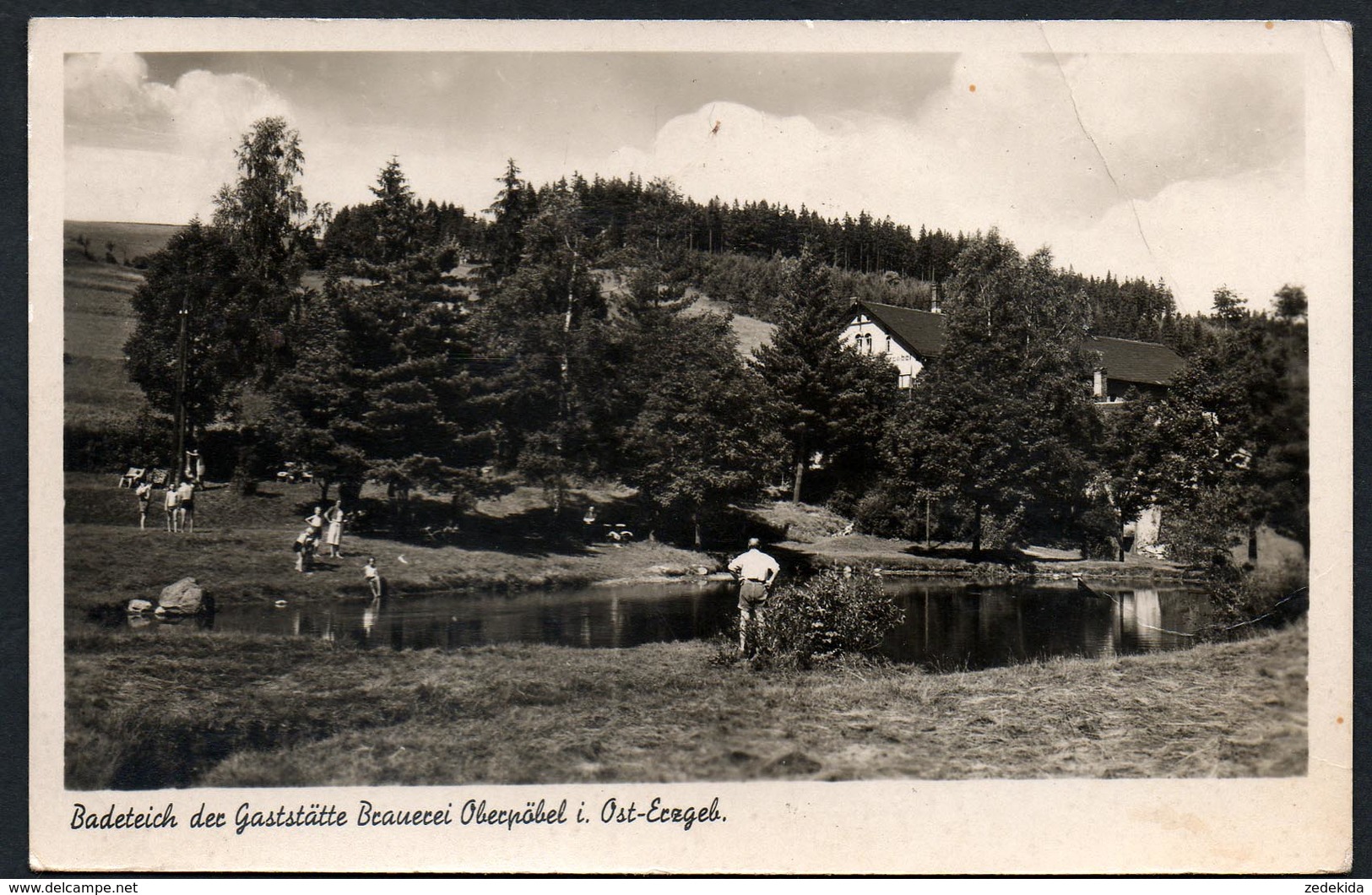 A3859 - Alte Foto Ansichtskarte - Oberpöbel Dippoldiswalde - Badeteich Der Gaststätte Brauerei - Gel 1955 - W. Kenne - Dippoldiswalde