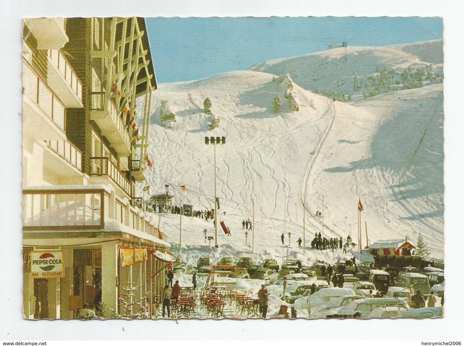 38 Isère - Chamrousse La Croix Et L'arrivée De La Descente Olympique Cachet 1969 Pub Pepsi Cola , Printed In Germany - Chamrousse