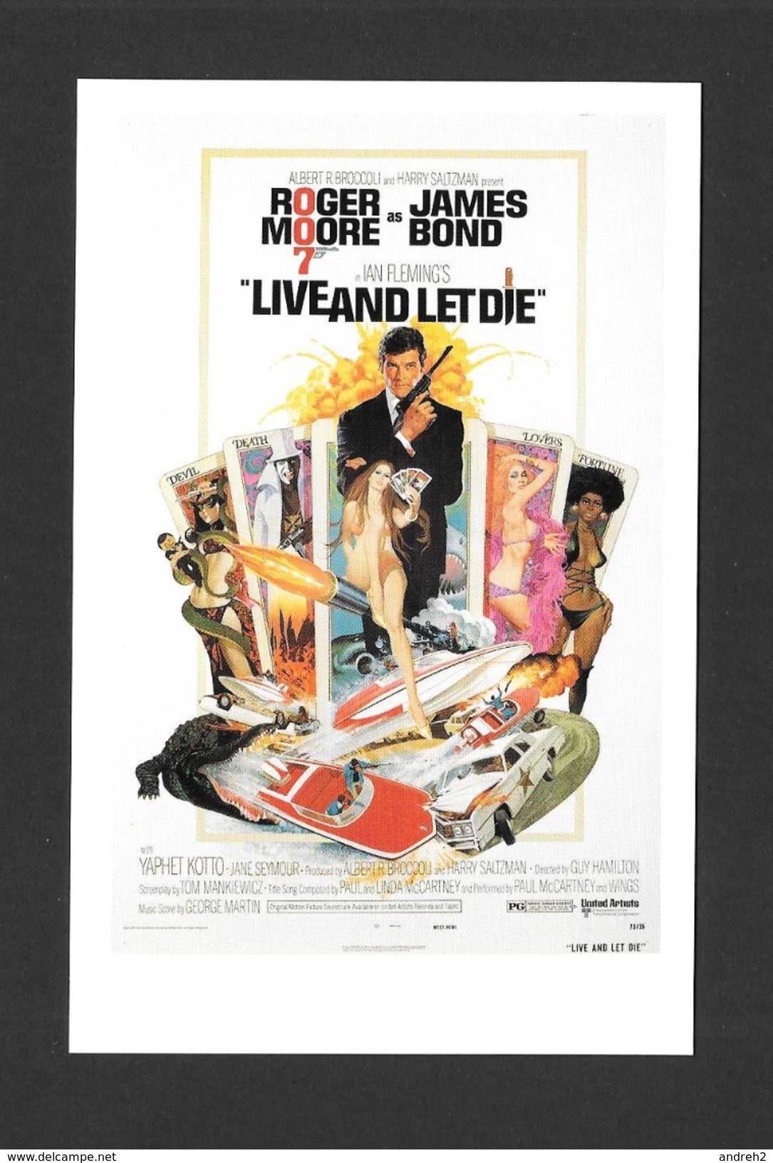 AFFICHES - POSTERS - CINÉMA - JAMES BOND AGENT 007 -  US POSTER  ROGER MOORE - FOR LIVE AND LET DIE (1973) - Affiches Sur Carte
